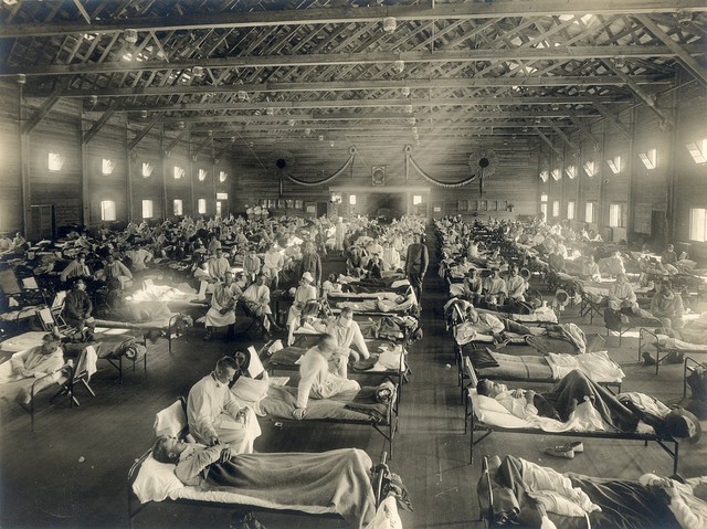 Camp Funston, di Fort Riley, Kansas, selama pandemi flu Spanyol 1918 Dok: Wikimedia/Armed Forces Institute of Pathology/National Museum of Health and Medicine, distributed via the Associated Press