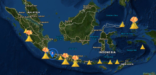 Gambar 1. Penampakan 6 Gunung Erupsi di Indonesia (sumber: https://magma.esdm.go.id/)