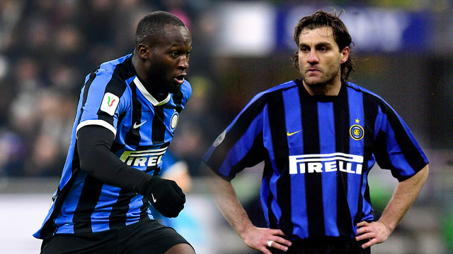 Romelu Lukaku dan Christian Vieri. Foto: AFP/Miguel MEDINA dan STR