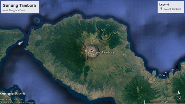 Lokasi Gunung Tambora (Google Earth)