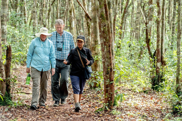 Ilustrasi pemandu wisata memandu wisatawan luar negeri saat jalan-jalan di Indonesia Foto: Dok. Kemenparekraf