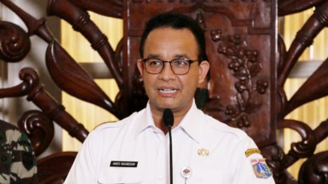 Gubernur DKI Jakarta Anies Baswedan saat menjelaskan langkah antisipasi sebaran dan pertahanan di masa pandemi virus corona. Foto: Dok. Pemprov DKI Jakarta