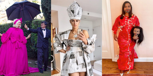 Gaya netizen saat ikut Met Gala Challenge. Foto: Instagram