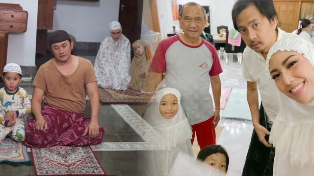 Sederet selebriti tanah air tarawih bersama keluarga di rumah aja. Foto: Instagram/@zaskiadyamecca dan Instagram/@mrsayudewi