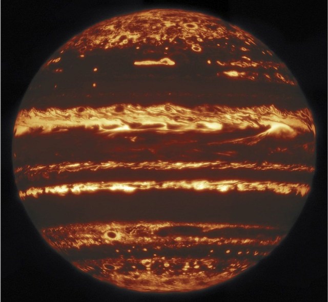 Citra planet Jupiter terbaru yang seperti tengah terbakar. Foto: Dok. Gemini Observatory/M. H. Wong et al.