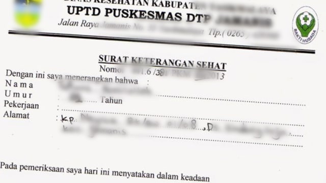 Ilustrasi surat keterangan sehat. Foto: Dok. Istimewa