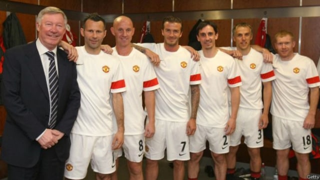 Class of '92: Ryan Giggs, Nicky Butt, David Beckham, Gary Neville, Phil Neville, dan Paul Scholes. Foto: BBC
