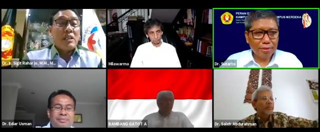 Narasumber live streaming ‘Membangun Ketahanan Energi dan Sumber Daya Mineral’ yang digelar oleh Universitas Pembangunan Nasional ‘Veteran’ Yogyakarta, Senin (18/5/2020). Foto: Sandra.