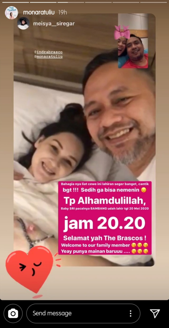 Tangkapan layar tangan Instagram Story Mona Ratuliu. Foto: Instagram/ @monaratuliu