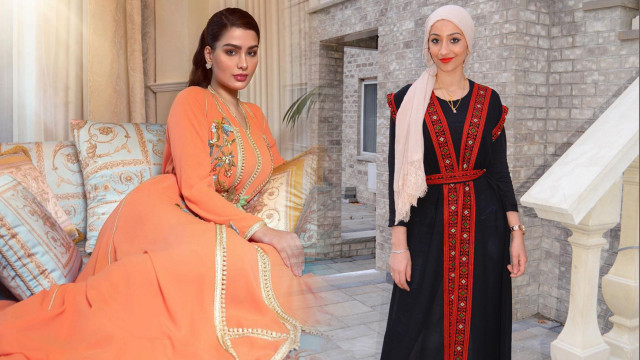 Busana Idul Fitri perempuan khas berbagai negara. Foto: Instagram/@streetstyleinmorocco dan @streetstyleinmorocco