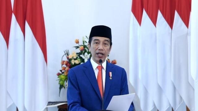 Presiden Joko Widodo memberikan sambutan saat menghadiri memimpin Upacara Peringatan Hari Lahir Pancasila di Istana Kepresidenan Bogor, Jawa Barat, Senin (1/6). Foto: Rusman - Biro Pers Sekretariat Presiden