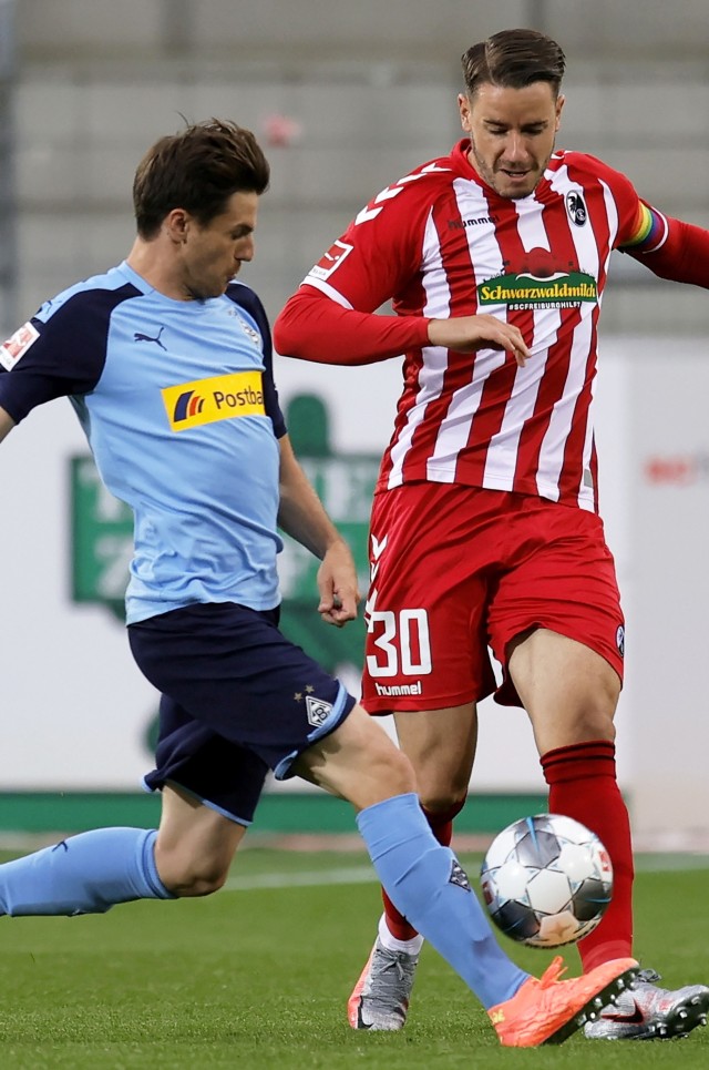 Pertandingan Bundesliga 2019/2020 antara Borussia Moenchengladbach dan SC Freiburg.  Foto: Ronald Wittek/Pool via REUTERS