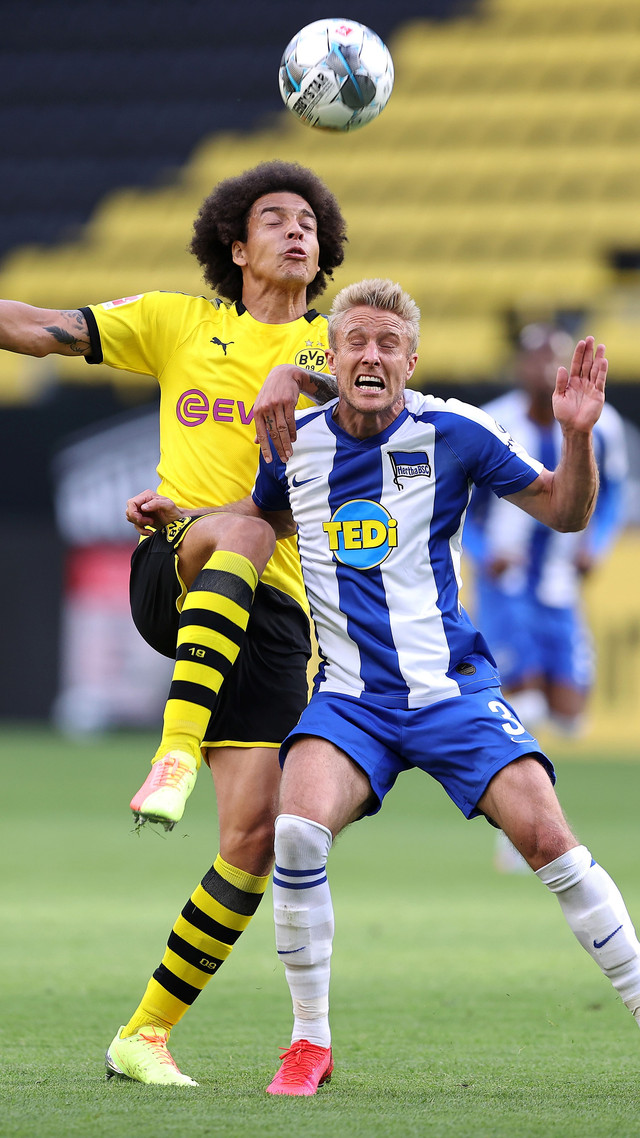 Pertandingan pekan ke-30 Bundesliga 2019/2020 antara Borussia Dortmund dan Hertha Berlin. Foto: Lars Baron/Pool via REUTERS