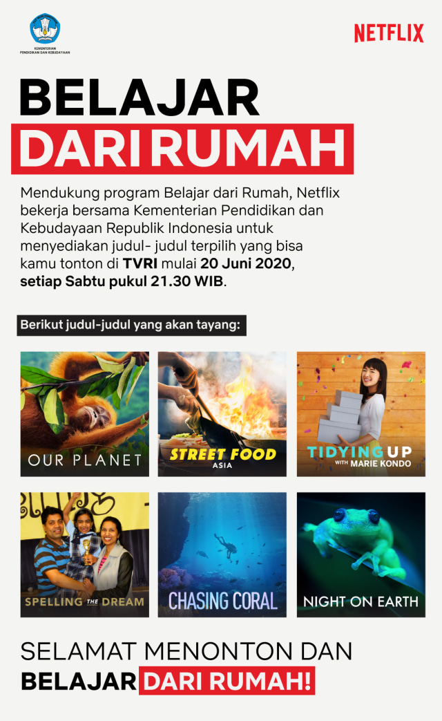 Netflix dan Kemendikbud tayangkan program di TVRI dok Twitter Netflix ID