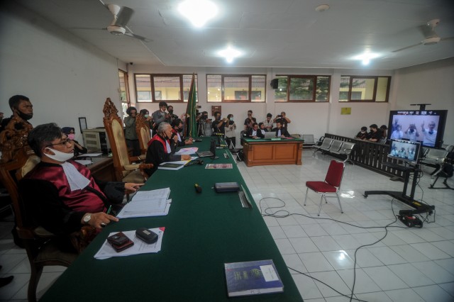 Susana sidang dakwaan tiga petinggi Sunda Empire. Foto: Rasian Al Farisi/ ANTARA FOTO