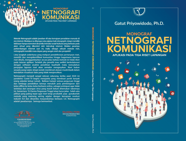 Sampul buku karya Gatut Priyowidodo, Ph.D berjudul Netnografi Komunikasi, Aplikasi pada Tiga Riset Lapangan