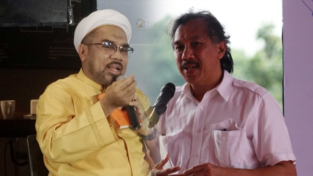 Ali Mochtar Ngabalin dan Ridwan Djamaluddin.
 Foto: Irfan Adi Saputra dan Iqbal Firdaus/kumparan
