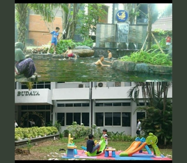 Anak-anak bermain di Universitas Brawijaya (UB), Kota Malang. Foto: twitter.