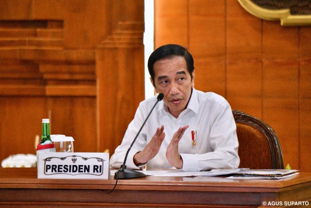 Presiden Joko Widodo di Gedung Grahadi, kantor Gubernur Jatim Foto: Agus Suparto