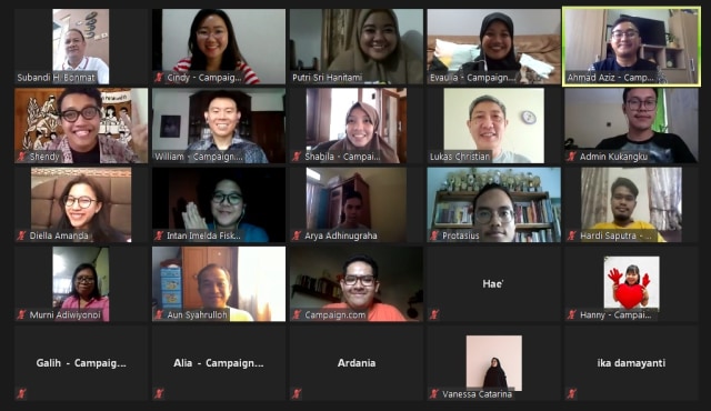 Foto bersama pembicara dan partisipan acara, Selasa (30/06/20) dalam webinar A Better World Prize: Tingkatkan Dampak Komunitas Sosialmu.