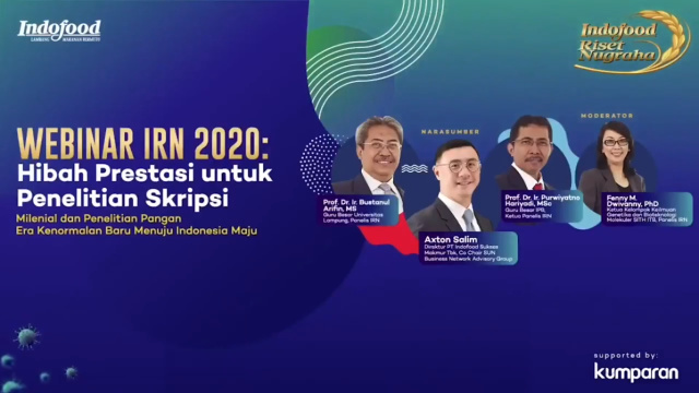 Webinar Indofood Riset Nugraha 2020: Hibah Prestasi untuk Penelitian Skripsi dok YouTube kumparan