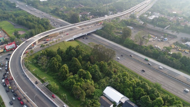 Proyek simpang susun Sentul di ruas jalan tol Jagorawi. Foto: Dok. Jasa Marga