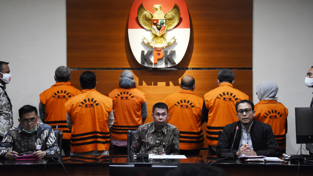 Konferensi pers pasca Operasi Tangkap Tangan (OTT) Bupati Kutai Timur di Gedung KPK, Jakarta, Jumat (3/7 Foto: Indrianto Eko Suwarso/Antara Foto
