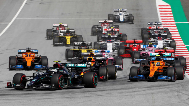 Sejumlah pebalap F1 di Sirkuit Red Bull Ring, Austria. Foto: Darko Band/ REUTERS