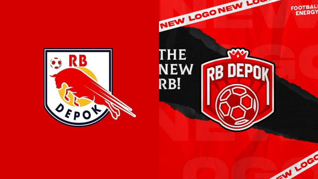 Logo RedBull Depok dan Logo RB Depok FC. Foto: Instagram/@rbdepokcf dan@rbdepokfc