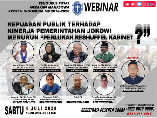 Webinar melalui zoom yang dilakukan GMKI. Foto: Istimewa