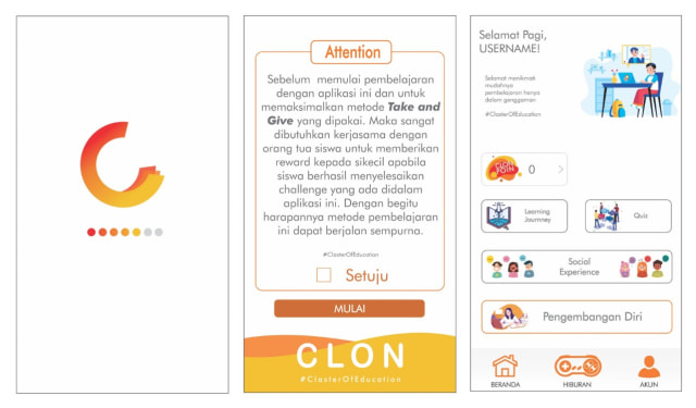 Tampilan aplikasi CLON karya mahasiswa ITS.