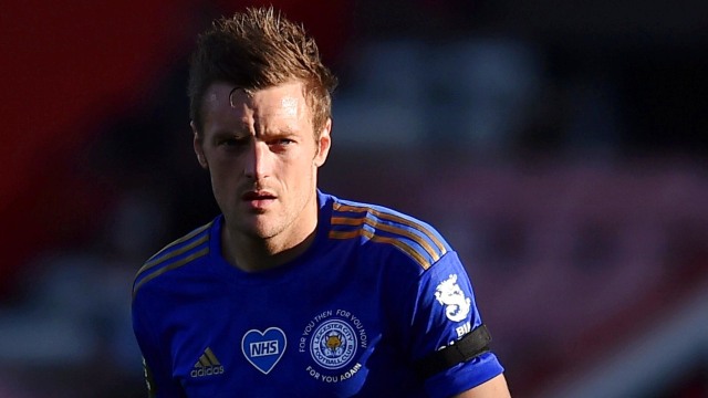 Pemain Leicester City, Jamie Vardy. Foto: Michael Steele/Pool via REUTERS 