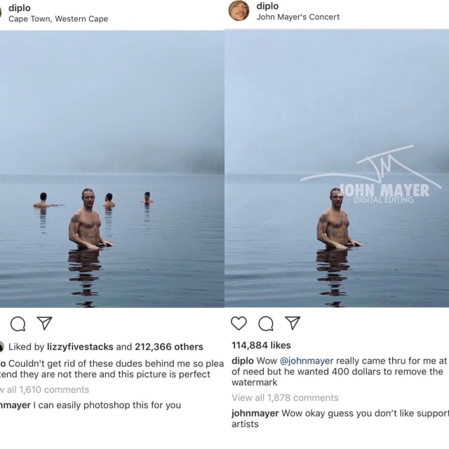 Foto Diplo yang diedit oleh John Mayer. Sumber Foto: Instagram.com/diplo