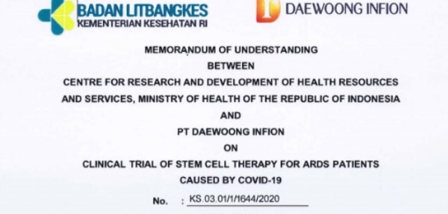 Kemenkes jalin kerja sama uji klinis sel punca mesenkimal sebagai terapi pasien COVID-19. Foto: Kemenkes