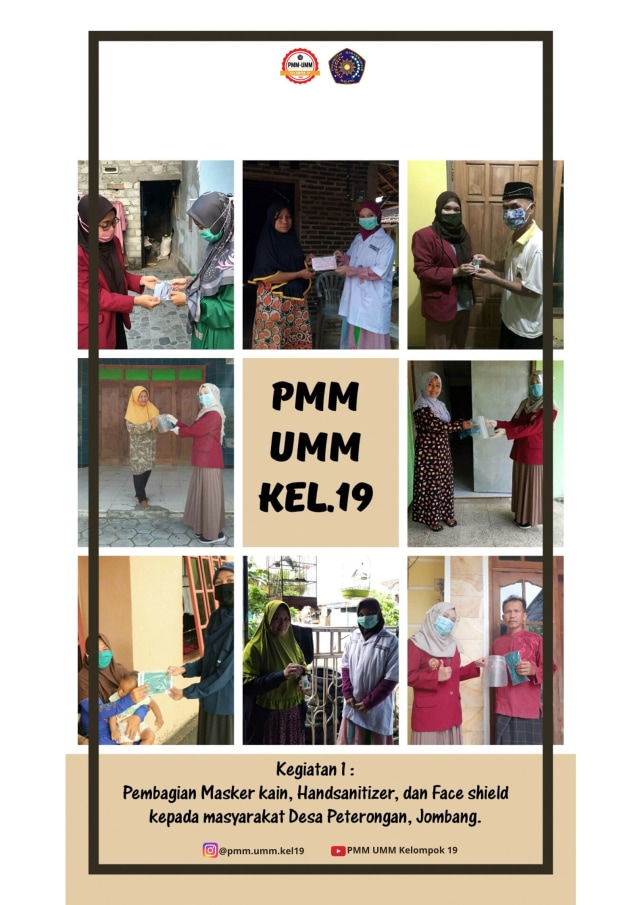 Dokumentasi (8/7) kegiatan pertama dalam membagikan hand sanitizer, masker dan face shield ke warga