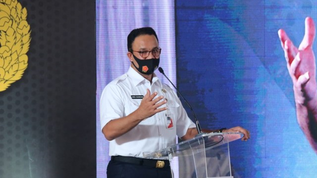 Gubernur DKI Jakarta Anies Baswedan pada peluncuran Aplikasi SEHAD, Kamis (23/7). Foto: PPID DKI Jakarta