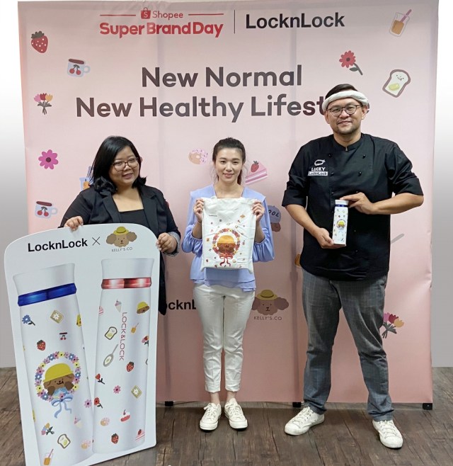 Artini Asputri PR LocknLock Indonesia , Ines Tiara, Founder dan Desainer Kellys.co dan Chef Lucky Andreono dalam kolaborasi Kampanye LocknLock New Normal New Healthy Lifestyle