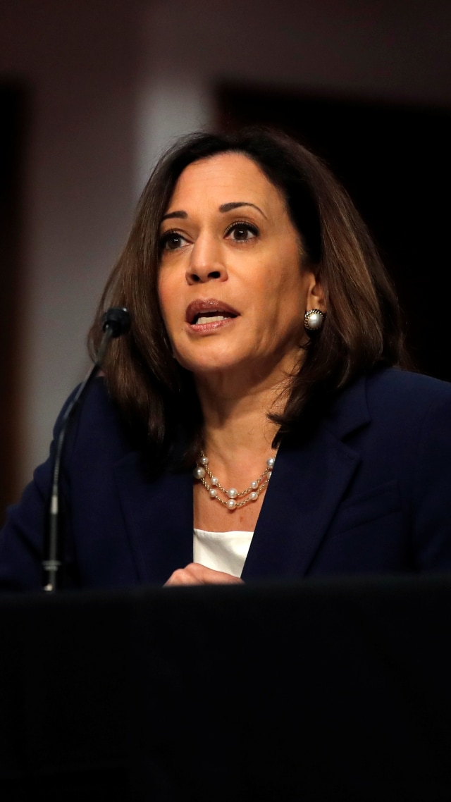 Kandidat Cawapres AS mendampingi Joe Biden, Kamala Harris. Foto: Carolyn Kaster/POOL/AFP