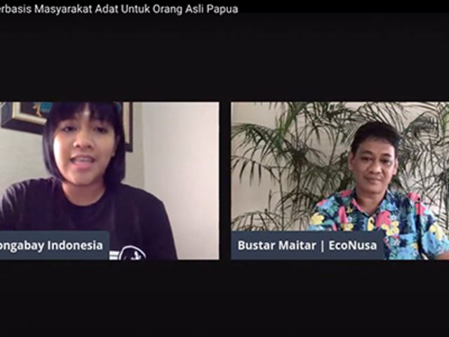 Tangkapan layar diskusi virtual bertajuk “Ekowisata Berbasis Masyarakat Adat untuk Orang Asli Papua” yang diselenggarakan oleh Mongabay Indonesia.