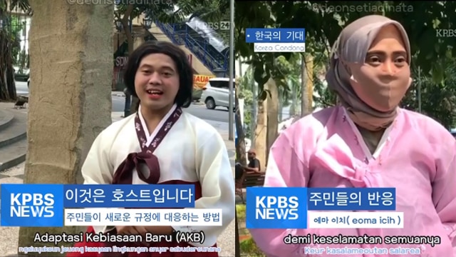 Deon saat membuat video berita Korea berbahasa Sunda. (Foto: @deonsetiadinata/Instagram)