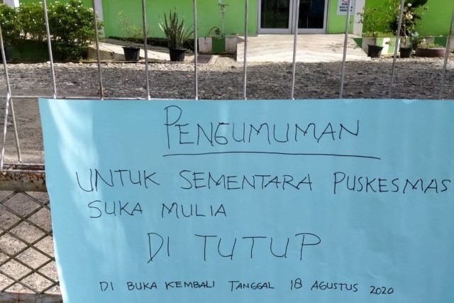 Pengumuman tutup Puskesmas di Nagan Raya, Aceh. Dok. acehkini