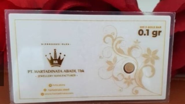 Contoh Produk Emas 0,1 Gram PT Hartadinata Abadi Tbk. Foto: Shopee