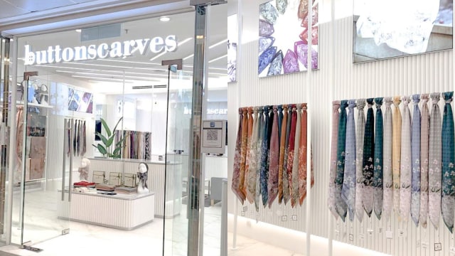 Brand hijab lokal, Buttonscarves, buka gerai perdana di Malaysia. Foto: dok. Buttonscarves