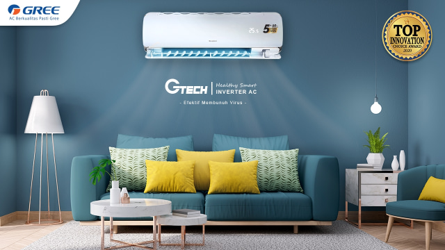 Dengan daya minimum hingga 140 watt saja, Gree Healthy Smart AC dapat mendinginkan ruangan sekaligus efektif membunuh virus karena berteknologi cold plasma. Foto: Dok. Gree Indonesia