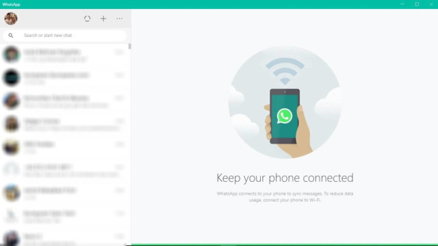 Tampilan aplikasi WhatsApp versi komputer Windows. Foto: Muhammad Fikrie/kumparan