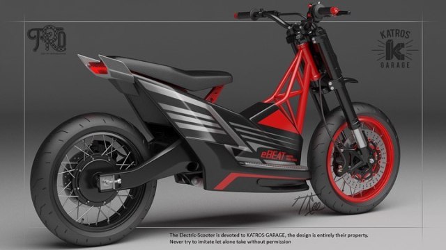 Sketsa digital modifikasi Honda BeAT jadi motor listrik. Foto: dok. Atex Andi Akbar (Katros Garage)