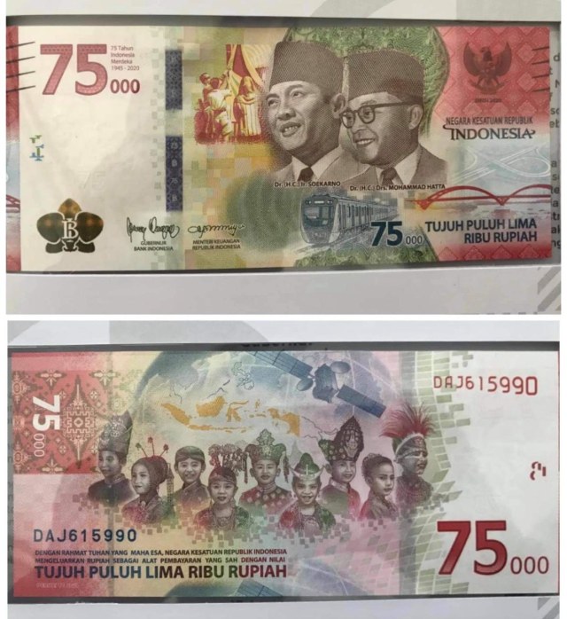 Uang rupiah khusus Rp 75.000 diterbitkan Bank Indonesia secara terbatas untuk memperingati HUT ke-75 RI. Foto: Dok. Istimewa