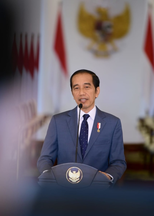 Presiden Joko Widodo saat memberikan sambutan di HUT ke-22 PAN secara virtual. Foto: Foto: Muchlis Jr/Biro Pers Sekretariat Presiden