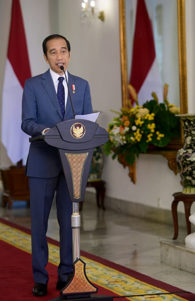 Presiden Joko Widodo saat memberikan sambutan di HUT ke-22 PAN secara virtual. Foto: Foto: Muchlis Jr/Biro Pers Sekretariat Presiden