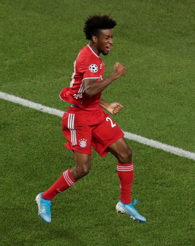 Selebrasi Kingsley Coman pada laga Final Liga Champions 2019/2020 melawan PSG. Foto: Reuters/Pool